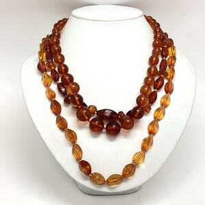 ■琥珀ネックレス3点おまとめ■f 約80g コハク こはく アンバー べっ甲 べっこう amber necklace accessory jewelry DA0