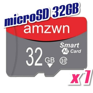 【送料無料】マイクロSDカード 32GB 1枚 class10 1個 高速 microSD microSDHC マイクロSD メモリ AMZWN RED-GRAY 