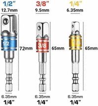 インパクトドライバー ビット 磁気 六角ビット セット 3本組六角 ビット 延長 差込角6.35/9.5/12.7mm 105度1_画像2