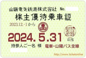 山陽電鉄　株主優待乗車証「電車バス」持参人　　定期券タイプ　　山陽電気鉄道