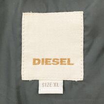 希少 XLサイズ●ディーゼル ライダース ダウン ジャケット DIESEL ブルゾン 牛革飾り フード収納 ダークグリーン LL アウター メンズ_画像8