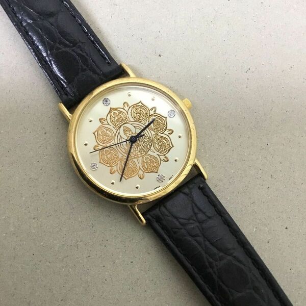 平安建都1200年記念　腕時計ゴールド文字盤ラウンド　ユニセックスクォーツ腕時計