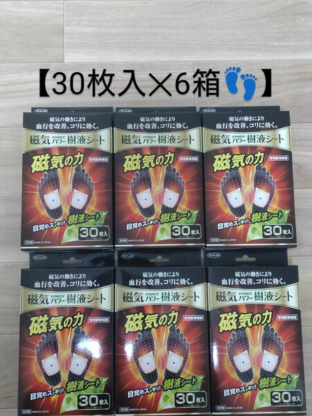 磁気パワー 樹液シート【磁気の力】３０枚入り×６箱 (合計180枚)　血行改善　コリ解消　目覚めスッキリ