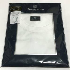 Aquascutum　半袖 丸首シャツ 日本製 エジプト綿100％ フラット縫製　LL　アクアスキュータム