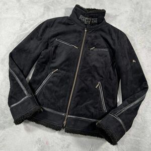 1円〜　BURBERRY BLACK LABEL バーバリーブラックレーベル　ムートンジャケット　ブラック　Mサイズ 1388