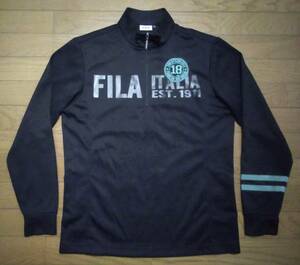 Lメンズ○フィラ FILA GOLF○ポリエステルドライ　ハーフジップ長袖ハイネックシャツ／黒