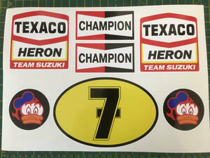 送料無料 BARRY SHEENE TEXACO HERON TEAM CHAMPION No 7 バリーシーン テキサコ ステッカー デカール シール 7枚セット