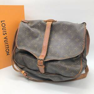 1円〜【鑑定済】LOUIS VUITTON ルイヴィトン モノグラム ソミュール35 ショルダーバッグ 肩掛け ブラウン ヴィンテージ