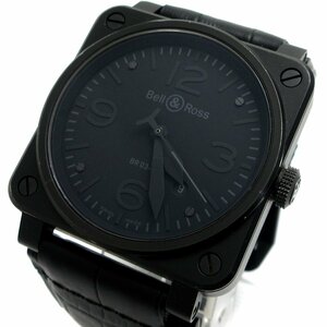 １円 ベル＆ロス ファントム オート メンズ デイト オールブラック BR03-92 時計 Bell＆Ross PHANTOM 自動巻き 黒 稼動品