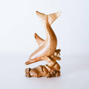 木彫 イルカ オブジェ 木製 置物 ディスプレイ インテリア ビンテージ