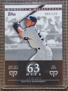 2007 Topps Moments & Milestones #6 ICHIRO SUZUKI 63 Hits 089/150 Seattle Mariners Orix Blue Wave