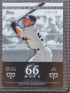 2007 Topps Moments & Milestones #6 ICHIRO SUZUKI 66 Hits 116/150 Seattle Mariners Orix Blue Wave