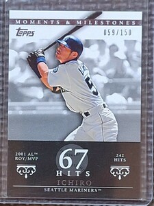 2007 Topps Moments & Milestones #6 ICHIRO SUZUKI 67 Hits 059/150 Seattle Mariners Orix Blue Wave