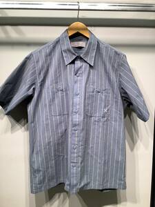 【新品】BLUCO STANDARD WORK SHIRT S/S 0108 SLATE BLUE STRIPE Msize スタンダードワークシャツ 半袖シャツ