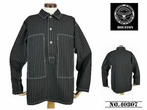 【送料無料 27%OFF 】HOUSTON ヒューストン ウォバッシュ ストライプ プルオーバーWORKシャツ NO.40807 BLACK_Mサイズ