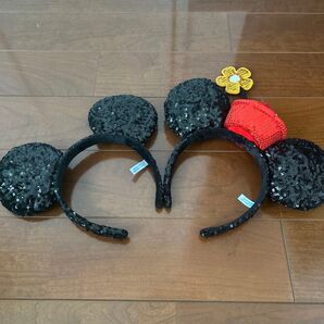 【未使用】 ミッキー ミニー スパンコール カチューシャ 2点セット