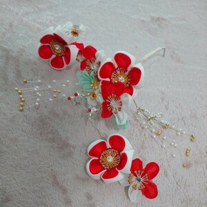  The Seven-Five-Three Festival hair ornament Japanese clothes ornamental hairpin flower red retro 