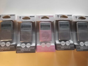 ## new goods * unopened goods ## WINTECH FM/AM pocket radio 5 pcs. set ( pink 1, silver 4)##