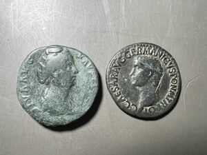 S1279 古美術 古銭 硬貨 硬幣 貨幣 銅幣 古代ローマ コイン 二枚まとめ アンティーク