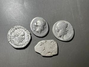 S1281 古美術 古銭 硬貨 硬幣 貨幣 銀貨 古代ローマ コイン 四枚まとめ アンティーク