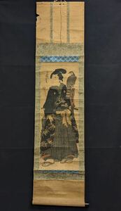 S1326 古美術 掛軸 掛け軸 浮世絵 木版画 芳虎画 アンティーク