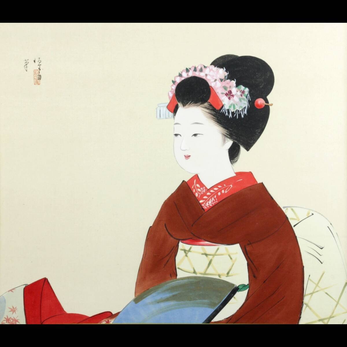 ｡◆ ◆ Authenticity Tsunetomi Kitano Beauty Painting Handwritten Japanese Painting No. 10 Tatou Box [E300]PS/23.10/MY/(170), painting, Japanese painting, person, Bodhisattva