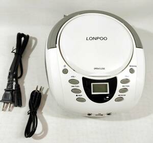 【1円出品】LONPOO CD プレーヤー ステレオ bluetooth FMラジオ ブルートゥース USB/AUX入力 コンパクト 小型 LP-D01