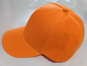 【1円出品】野球帽子オレンジ 橙 ポリエステル100% 後ろのマジックテープでサイズ調節可能