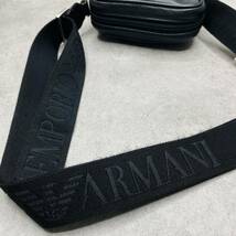 美品 メンズ ビジネス EMPORIO ARMANI エンポリオアルマーニ ショルダーバッグ サコッシュ クロスボディ 斜め掛け ブラック 総柄 レザー _画像7