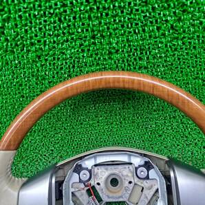 1103 日産 ティーダ C11 純正 ウッドコンビ レザー ステアリング ハンドル ステアリング ホイール 木目 ベージュ 革の画像4