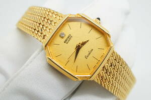 B38* работа хороший SEIKO Seiko EXCELINE Exceline 1P diamond 1221-5080 золотой циферблат женские наручные часы Gold золотой модный кварц 