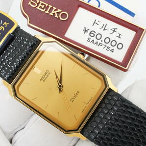 B117●作動良好 未使用デッドストック SEIKO セイコー DOLCE ドルチェ 7731-5210 金文字盤 耐磁 メンズ腕時計 ゴールド金 クォーツの画像1