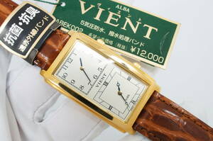 120●作動良好 未使用デッドストック SEIKO ALBA アルバ VIENT デュアルタイム V400-5960 純正ベルト尾錠 1995年製 メンズ腕時計 クォーツ