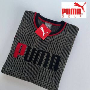 XL 新品定価14300円/PUMA GOLFプーマ ゴルフ グラフィック クルー セーター メンズ ゴルフウェア ニット おしゃれ　秋冬　カッコイイ　黒系