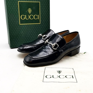 送料無料 美品 グッチ GUCCI ビジネスシューズ ローファー ホースビット エナメル 伊製 21.5cm相当 黒 レディース