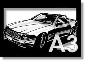 メルセデス・ベンツ(MERCEDES) SL129の切り絵　【A3サイズ】[C3-061]