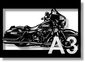 ハーレー・ダビッドソン(Harley‐Davidson) FLHTC 1996の切り絵　【A3サイズ】[B3-015]