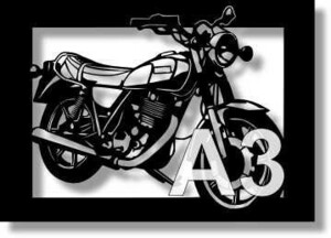 ヤマハ(YAMAHA) SR500の切り絵　【A3サイズ】[B3-012]