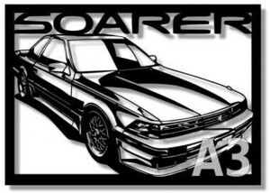 トヨタ(TOYOTA) ソアラ Z20の切り絵　【A3サイズ】[C3-117]