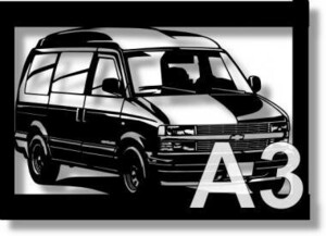 シボレー(Chevrolet) アストロ97ハイルーフの切り絵　【A3サイズ】[C3-120]