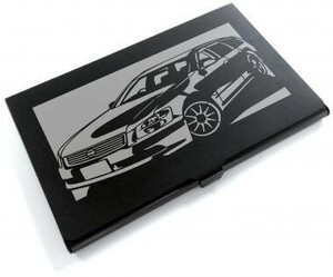 ブラックアルマイト「日産(NISSAN) ステージア 」切り絵デザインのカードケース[CC-080]
