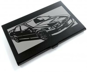 ブラックアルマイト「ホンダ(HONDA) アコード ユーロR CL1 」切り絵デザインのカードケース[CC-065]