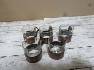 ☆激安☆大幅値下げ昭和レトロ・ガラス製コーヒーカップ5客セット(未使用)