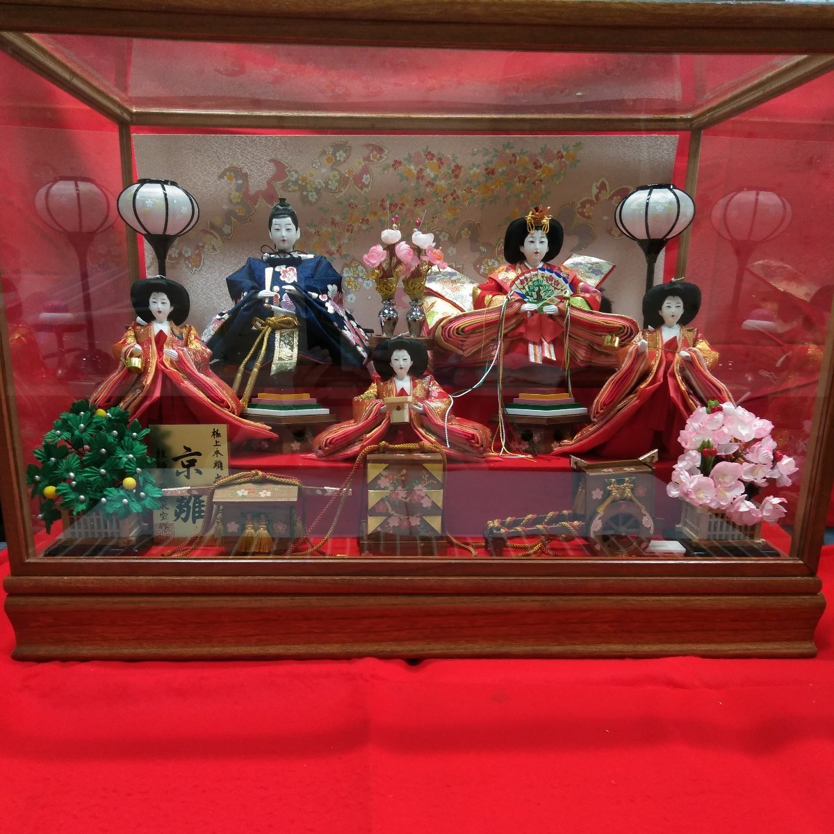 g_t R788 Poupées Hina dans une vitrine, vraie tête de qualité supérieure, véritable couture, kimono à douze couches, Poupées de Kyoto, avec boîte à musique, parfait pour Hinamatsuri, Journée des filles, ou comme décoration Hina ♪, saison, Événements annuels, Fête des poupées, Poupées Hina