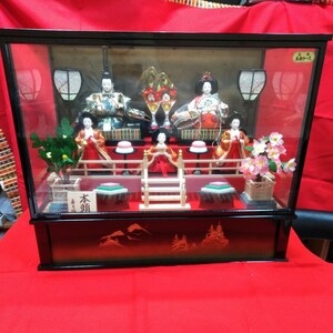 Art hand Auction g_t R792 昭和レトロ ガラスケース入り お雛人形 本頭 喜付作 オルゴール付き ひな祭り 雛飾りにいかがでしょうか♪, 季節, 年中行事, ひな祭り, ひな人形