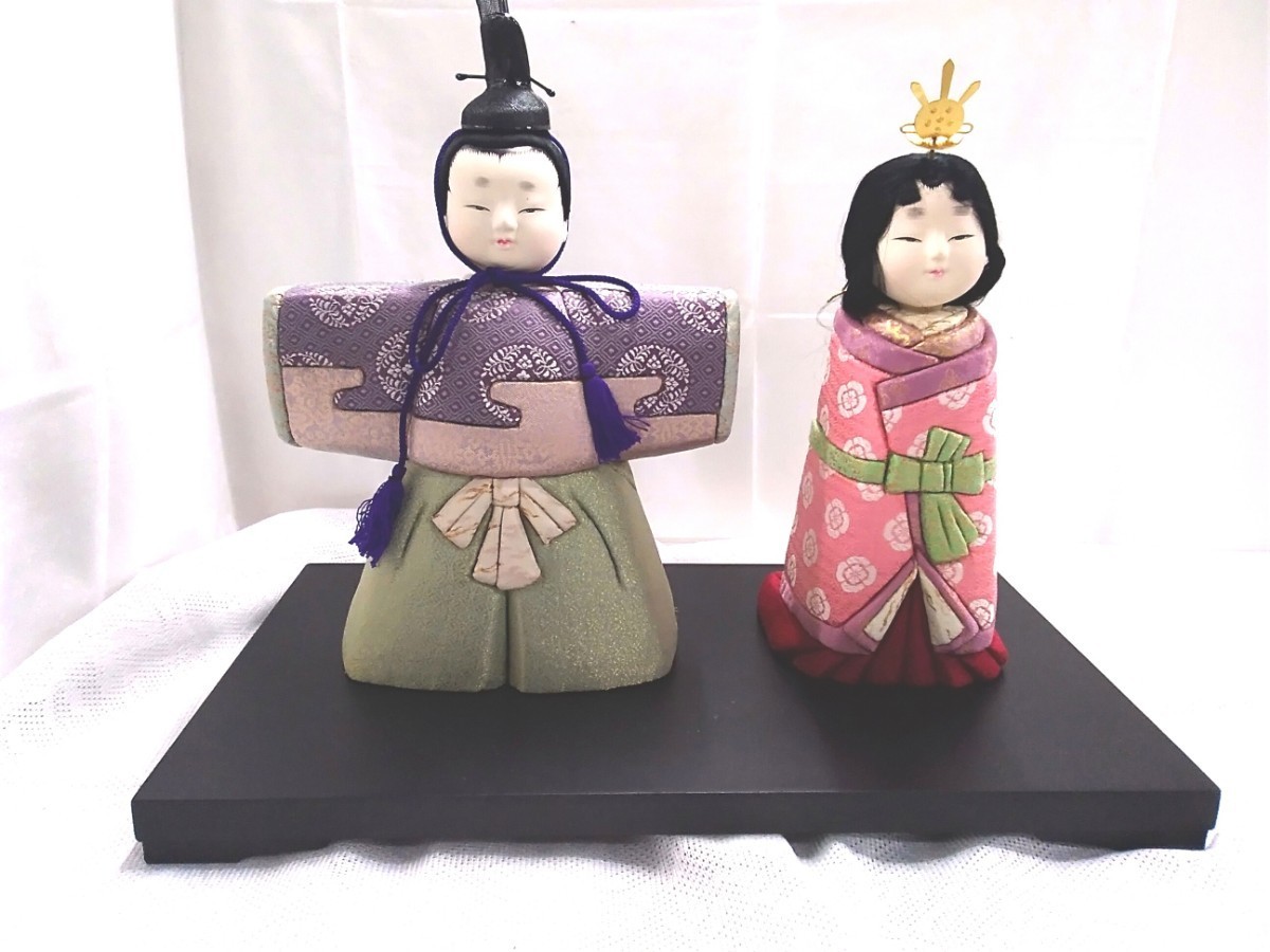 g_t S200 Showa Retro Handmade Hina Doll Decoration Prince & Princess Only Kimekomi Doll with Stand Boxed ★ Stand Size: Approx. 27 x 45.5cm, season, Annual Events, Doll's Festival, Hina Dolls