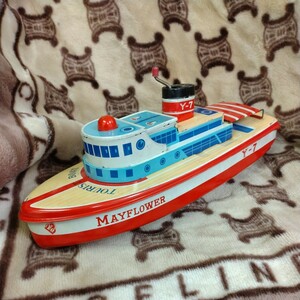  tin plate that time thing Vintage retro boat boat TOURIST BOAT MAYFLOWER Y-7 approximately 30 centimeter 