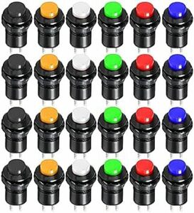 Kiligen 瞬間押しボタンスイッチ ON/OFF 24個押しボタン(装着内径12mm) (赤、緑、黄、青、黒、白い