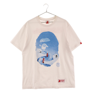 A BATHING APE アベイシングエイプ x COCA-COLA PHOTO APE HEAD TEE コカ・コーラ フォトプリント クルーネック半袖Tシャツ ホワイト