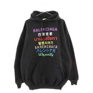 BALENCIAGA バレンシアガ 20AW Languages HOODIE マルチロゴプリントプルオーバーパーカー 578135 TJVI6 ブラック